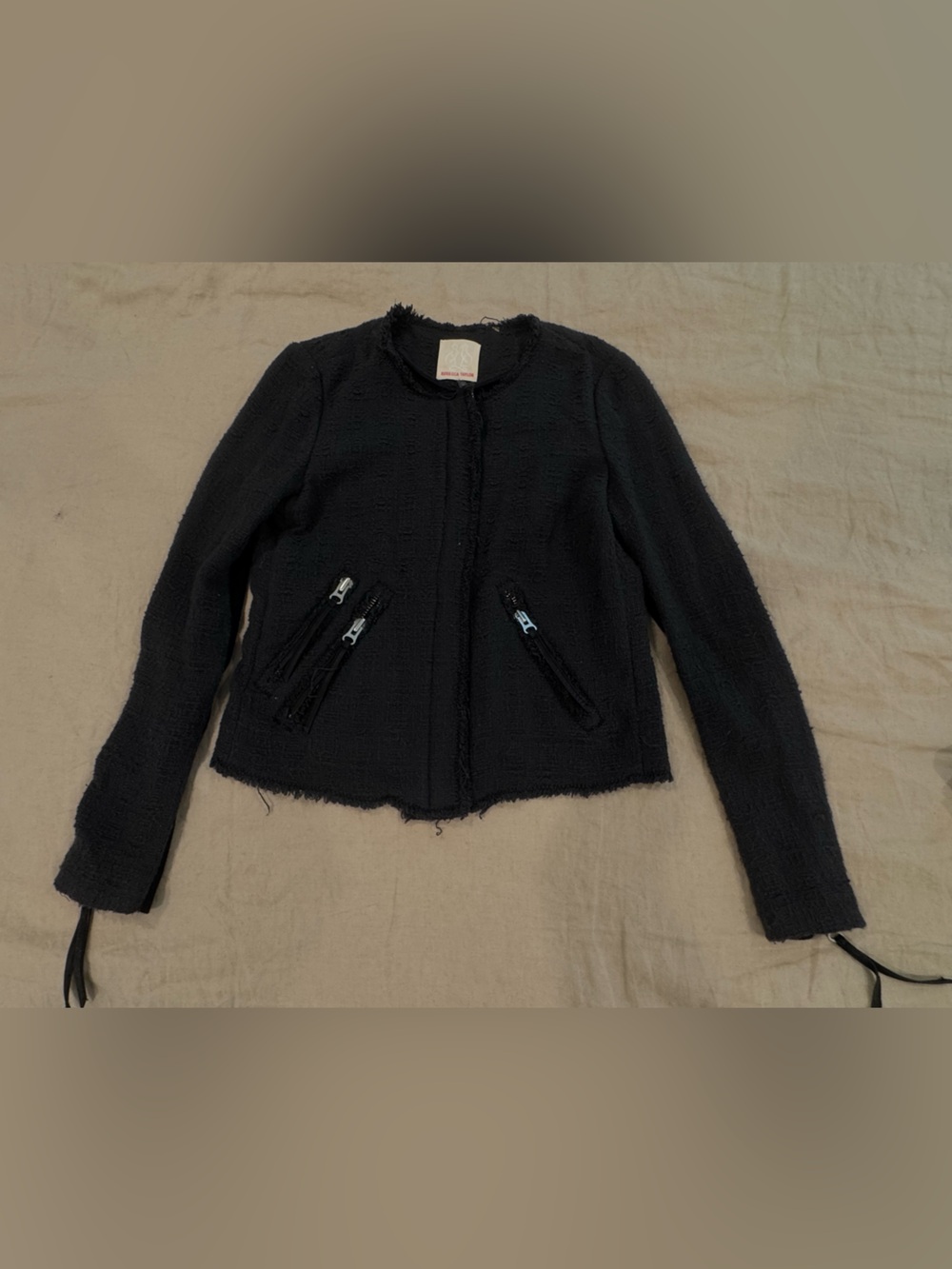 Rebecca Taylor Gray Cropped Jacket with Zip Pockets